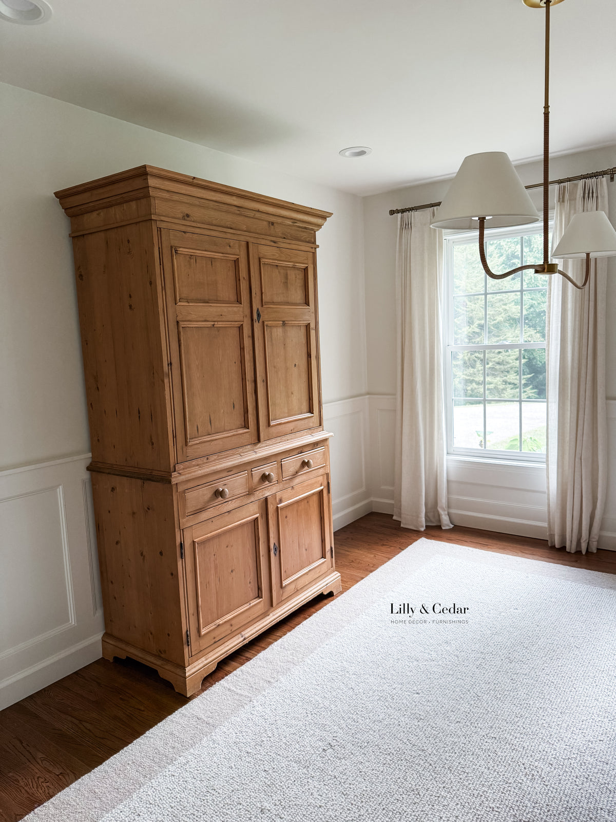 English Pine Armoire / Linen Press – 19th Century Style