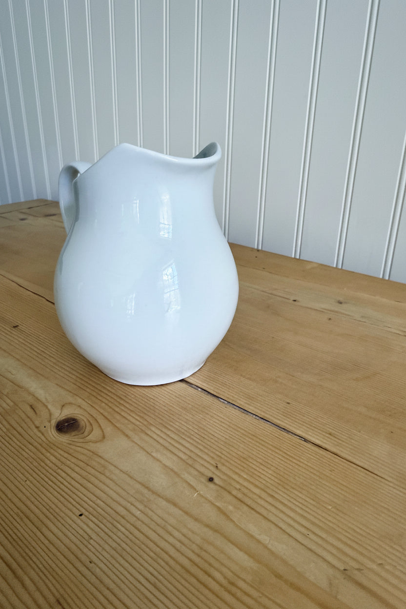 Vintage Small White Ceramic Pitcher