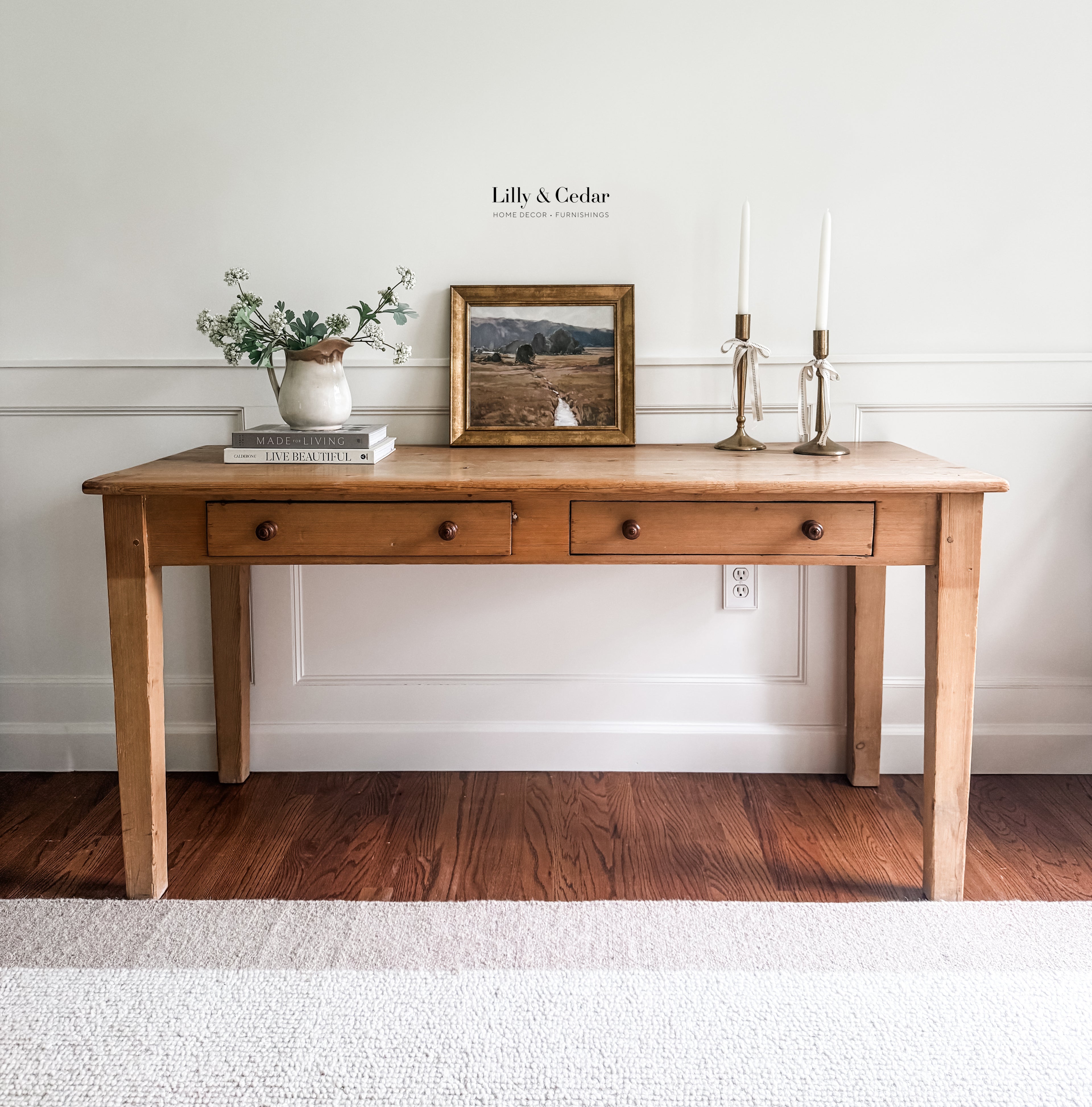Antique Pine Two-Drawer Farmhouse Table