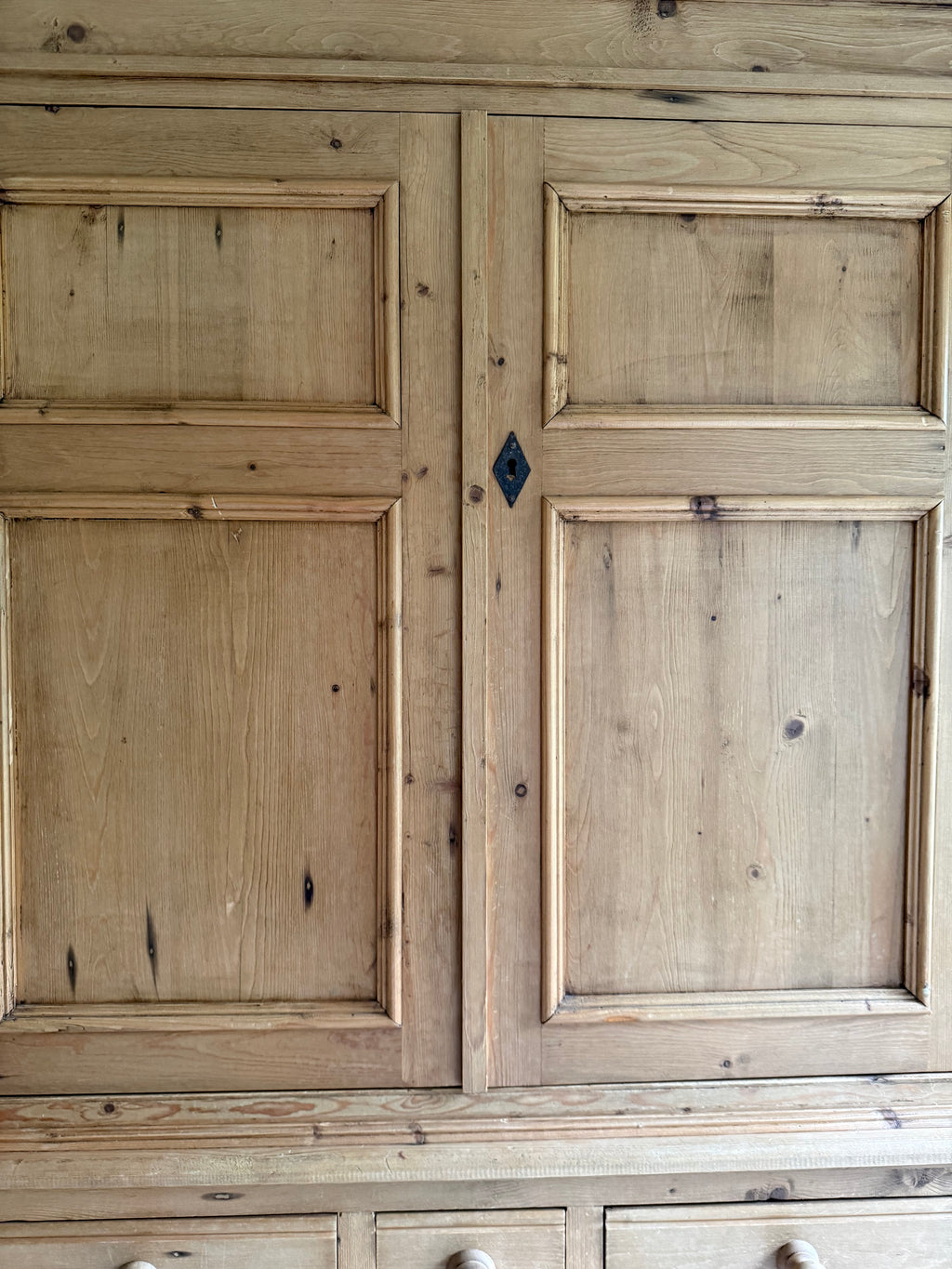 English Pine Armoire / Linen Press – 19th Century Style