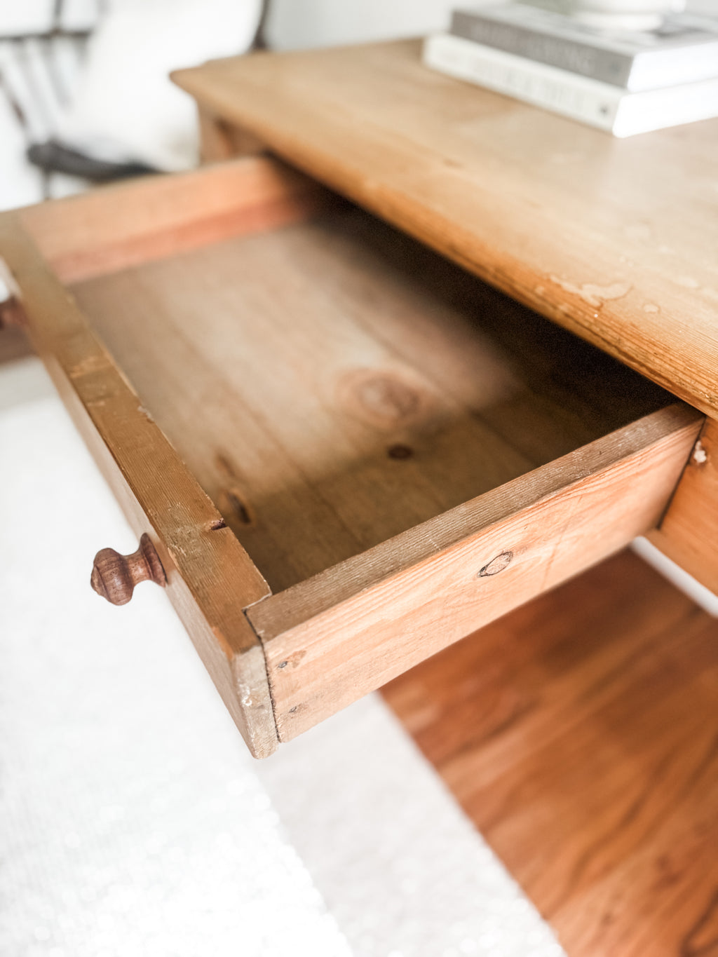 Antique Pine Two-Drawer Farmhouse Table