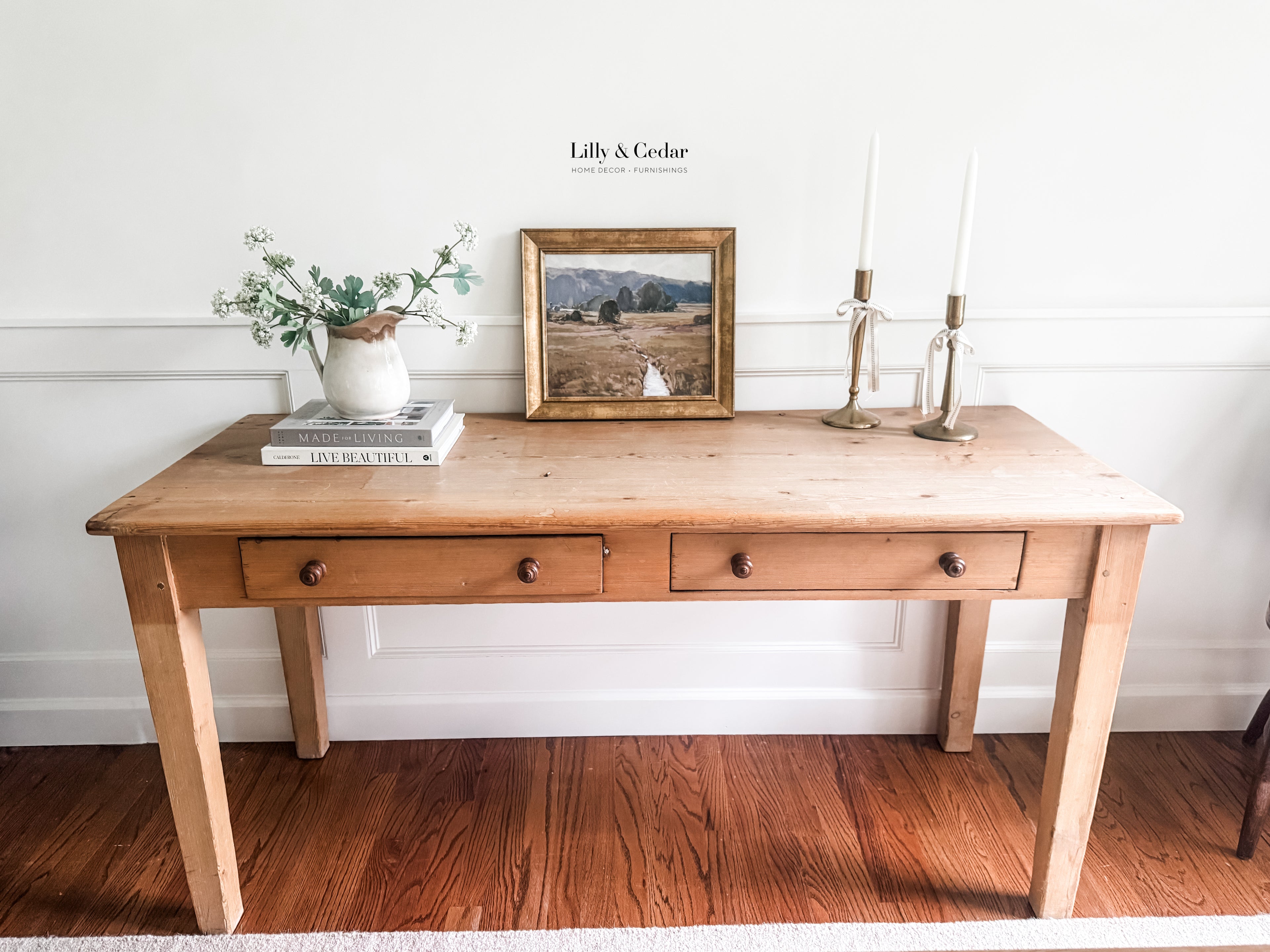 Antique Pine Two-Drawer Farmhouse Table