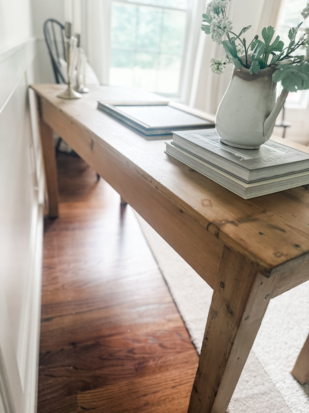 Antique Pine Two-Drawer Farmhouse Table