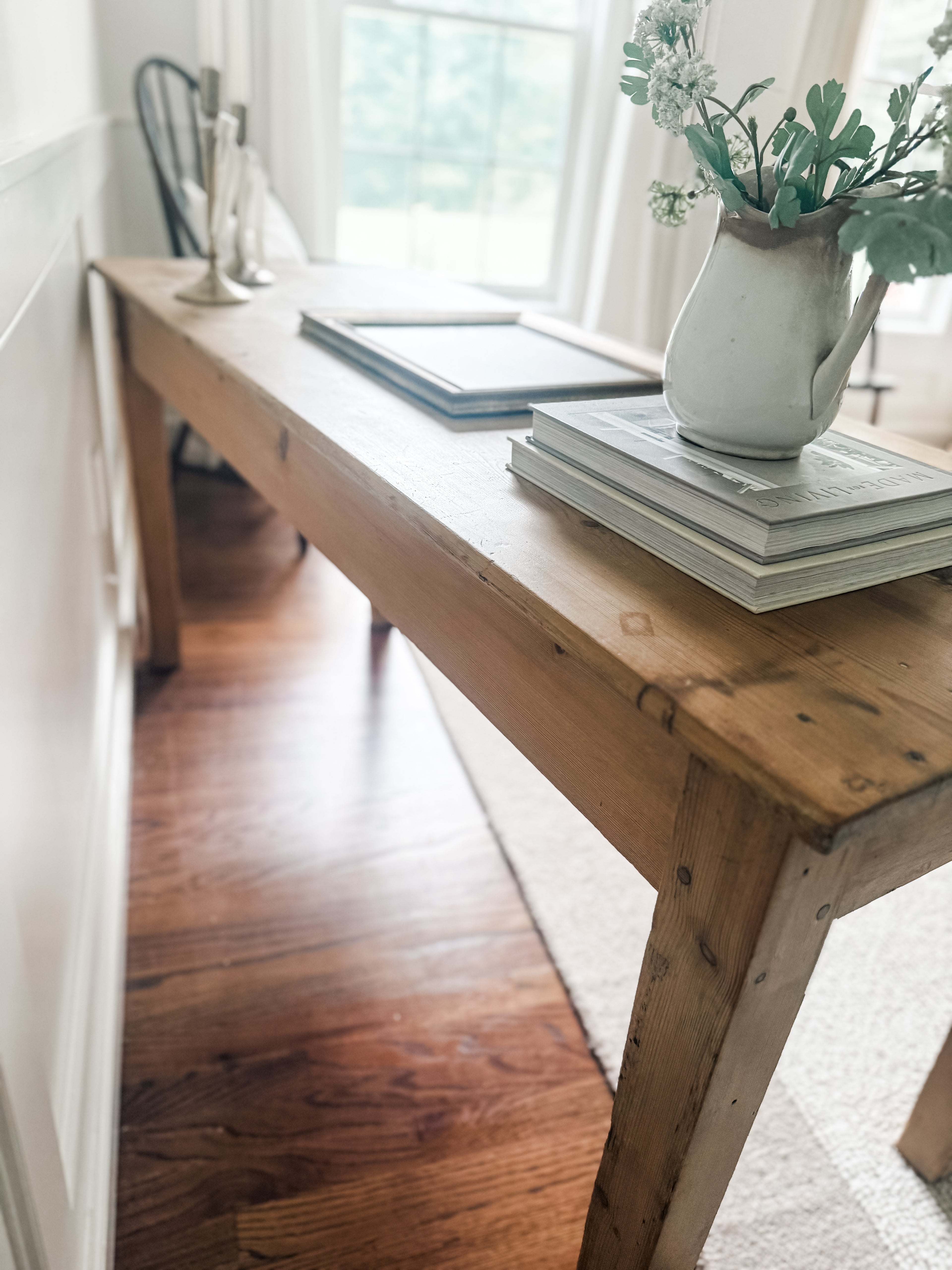 Antique Pine Two-Drawer Farmhouse Table