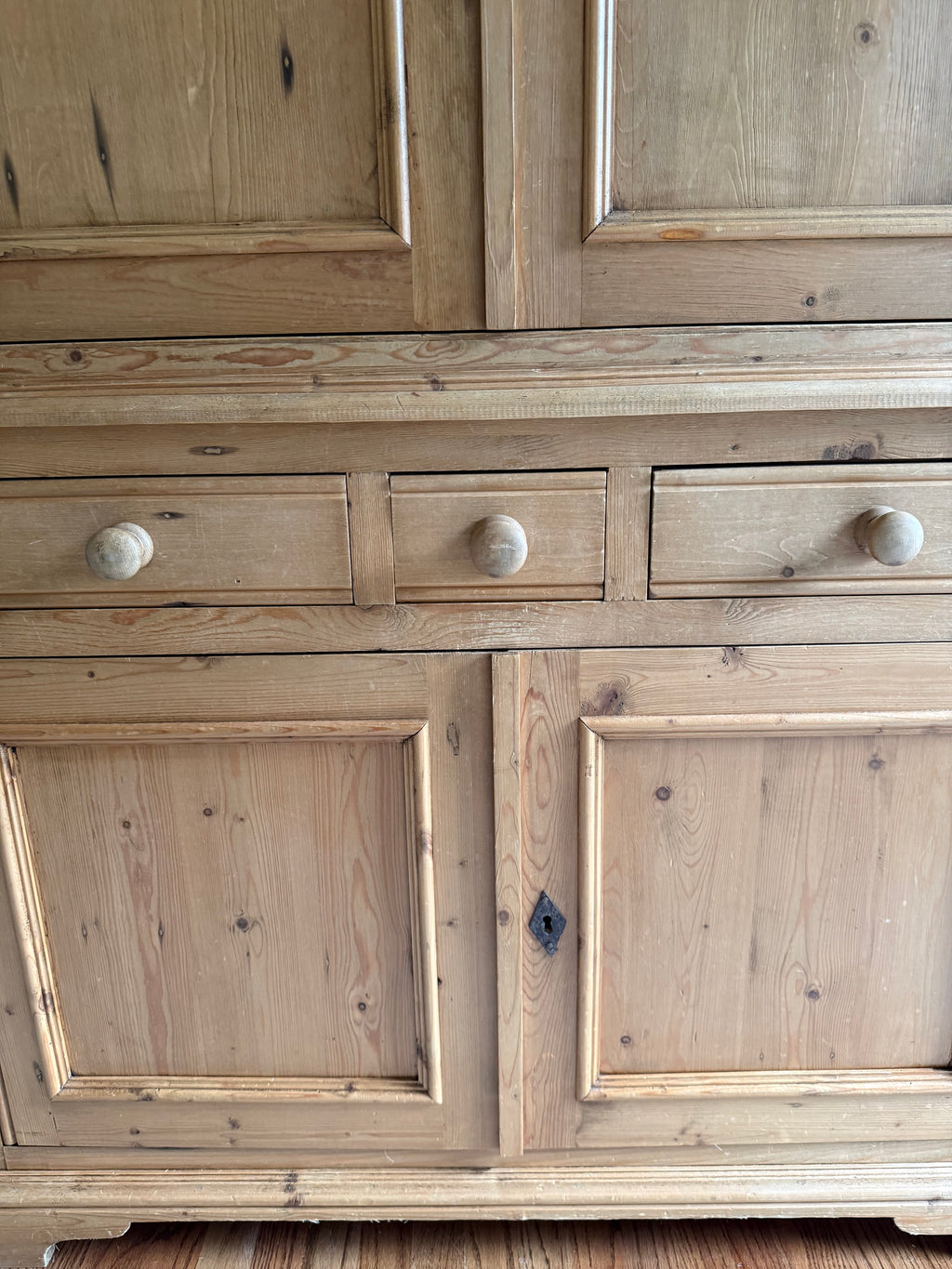 English Pine Armoire / Linen Press – 19th Century Style
