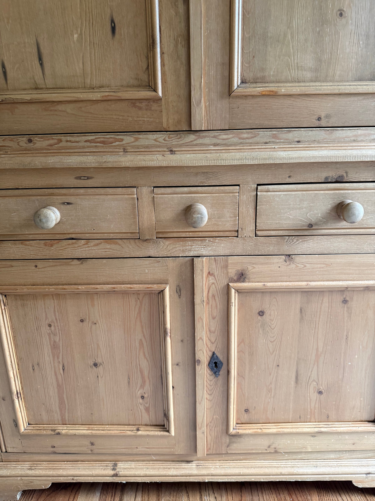 English Pine Armoire / Linen Press – 19th Century Style