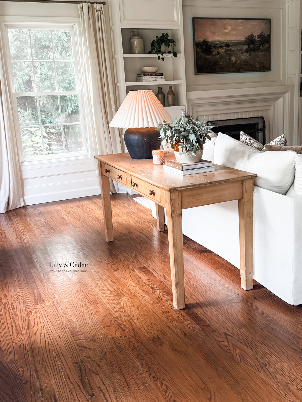 Antique Pine Two-Drawer Farmhouse Table