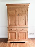English Pine Armoire / Linen Press – 19th Century Style