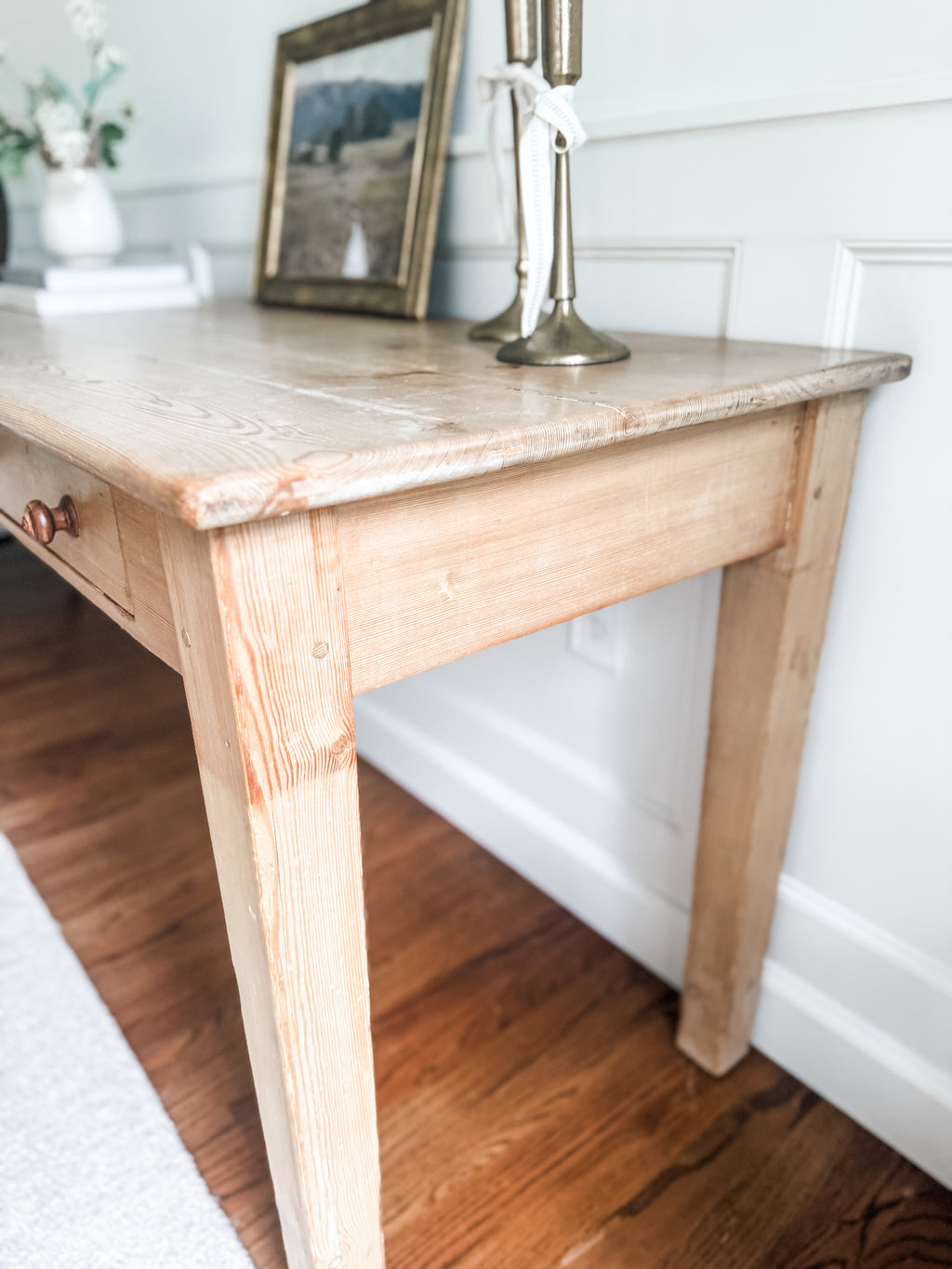 Antique Pine Two-Drawer Farmhouse Table