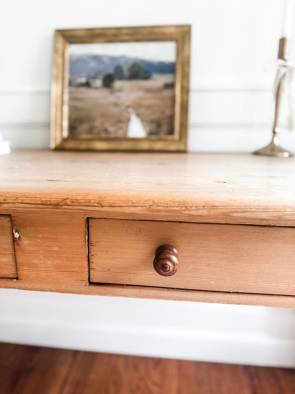 Antique Pine Two-Drawer Farmhouse Table