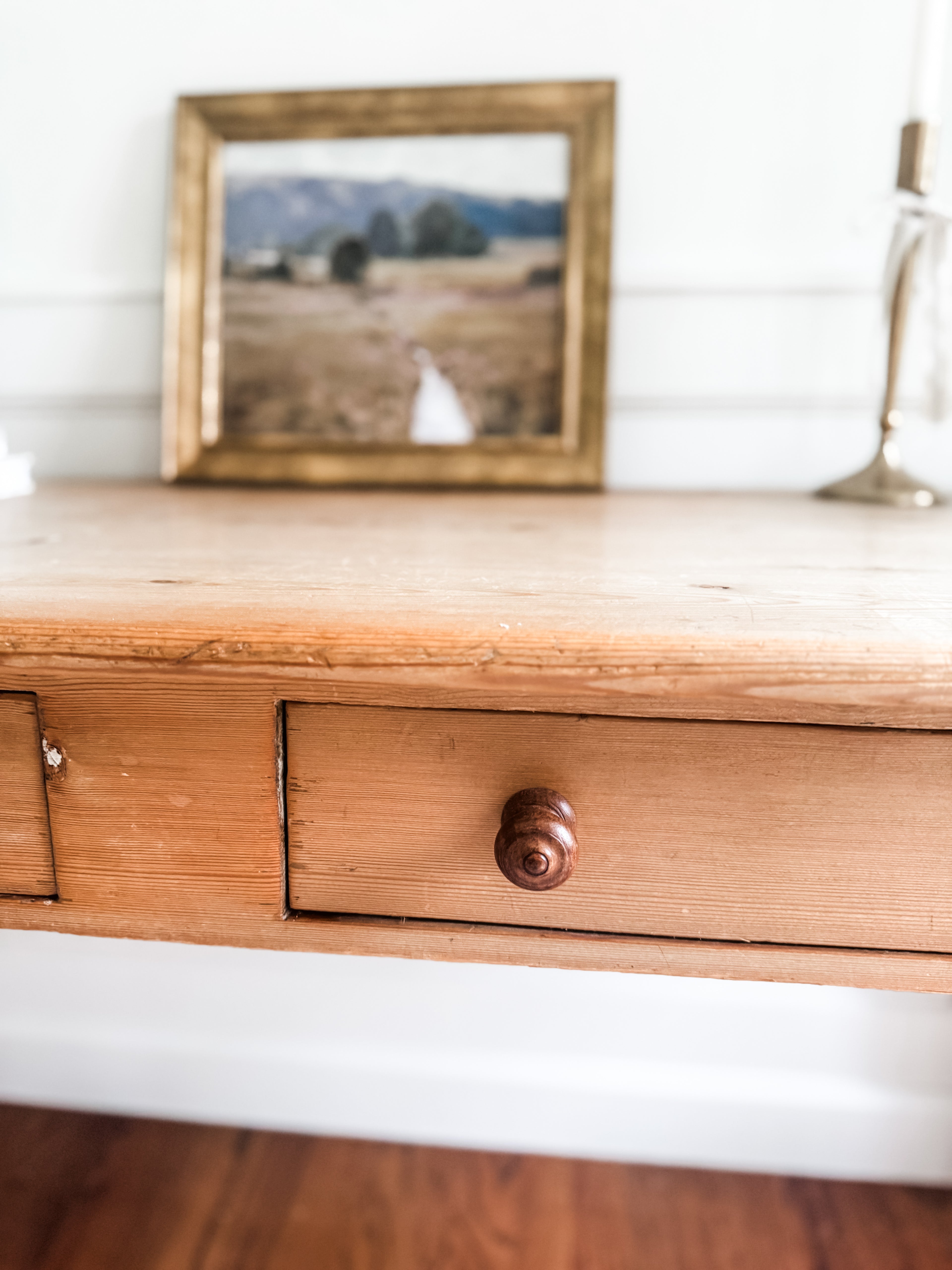 Antique Pine Two-Drawer Farmhouse Table