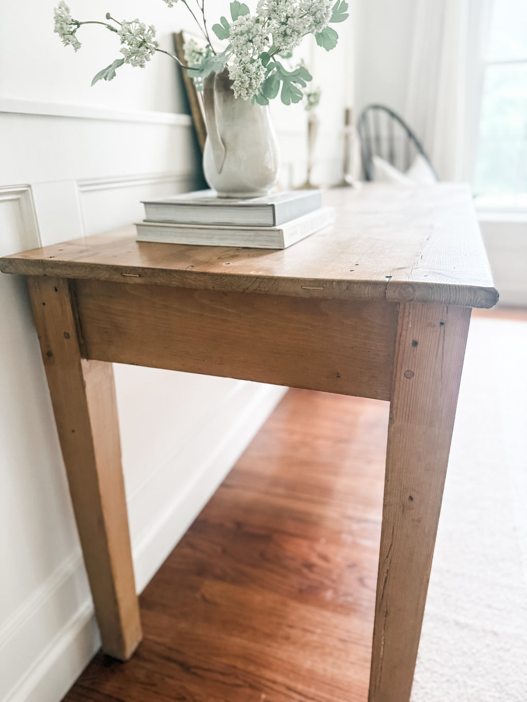 Antique Pine Two-Drawer Farmhouse Table